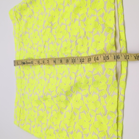 J. Crew 80's Yellow Neon Skirt with Embroidered Floral Motif - Picture 9 of 10